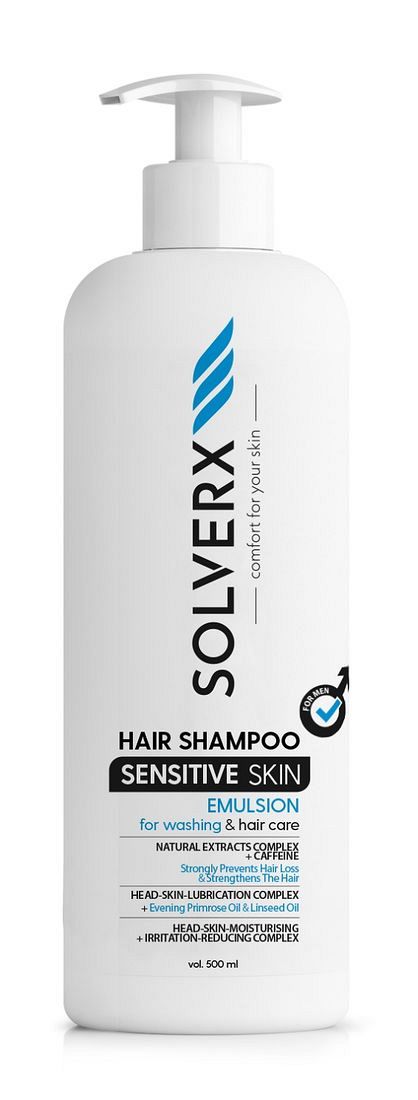  SOLVERX Sensitive Skin Man Hair Shampoo. Szampon do pielęgnacji włosów słabych, wypadających oraz tłustych Sensitive Skin Man Hair Shampoo
